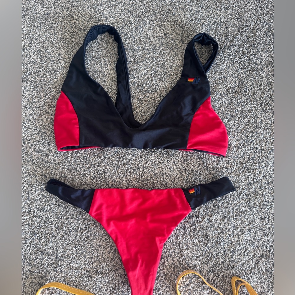 Aviator Nation bikini XS Bikini thong bottom bra top